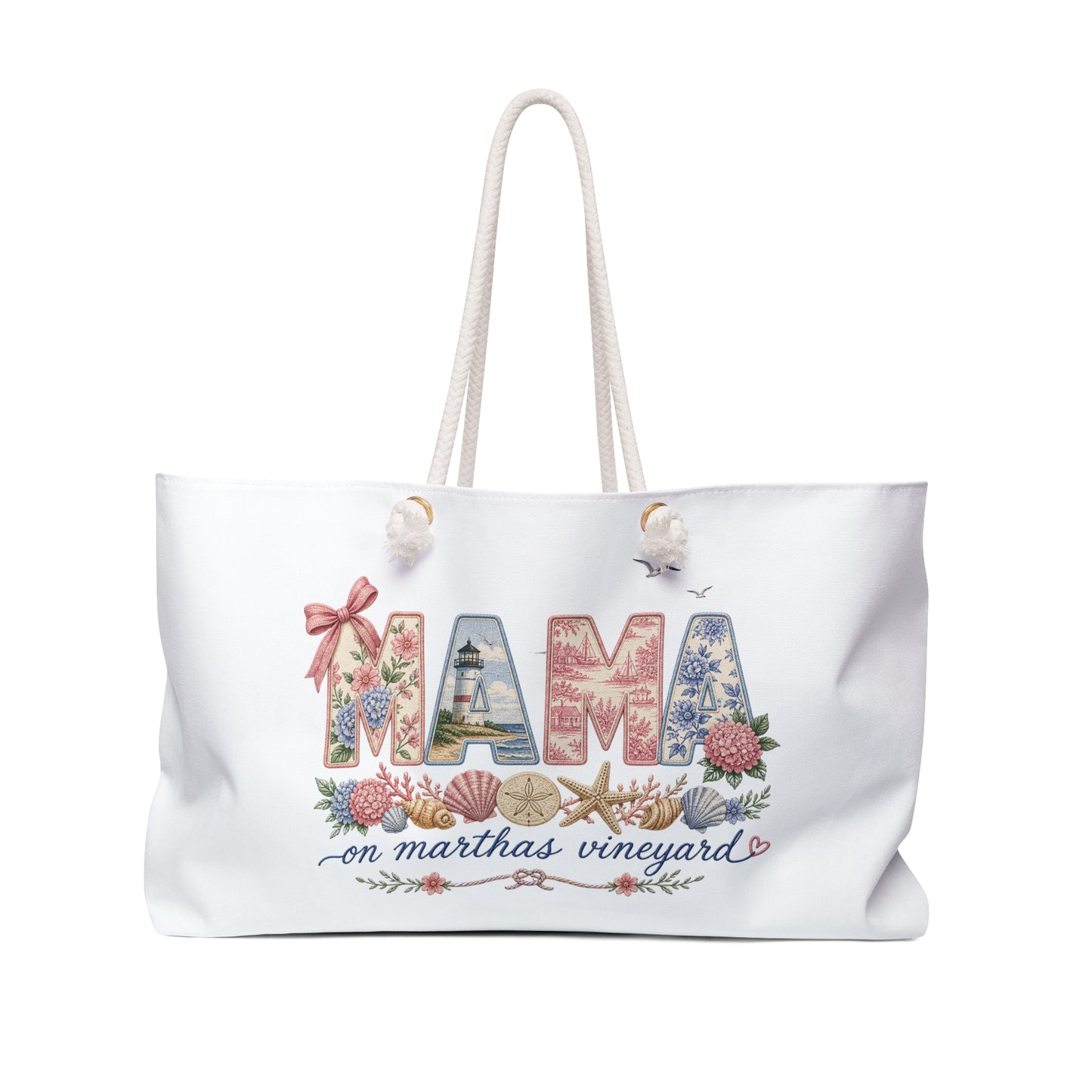Mama on Martha’s Vineyard Weekender Bag — Floral Coastal Travel Tote