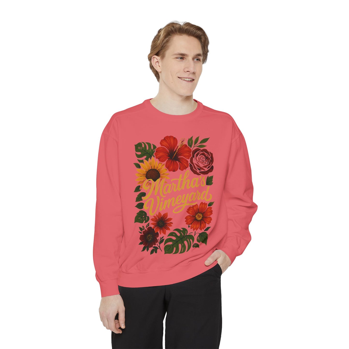 Ocean Park Floral Crewneck Sweatshirt – Martha’s Vineyard Classic | Unisex Heavy Blend