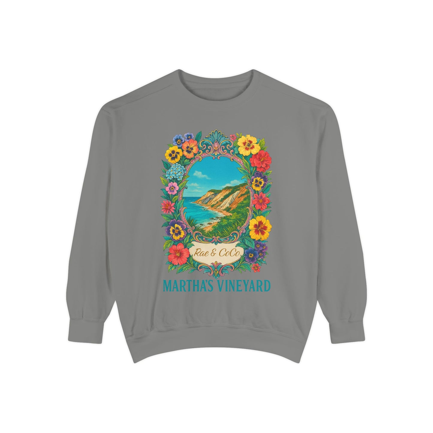 Aquinnah Cliffs Floral Crewneck – Martha’s Vineyard Classic | Unisex Heavy Blend Sweatshirt