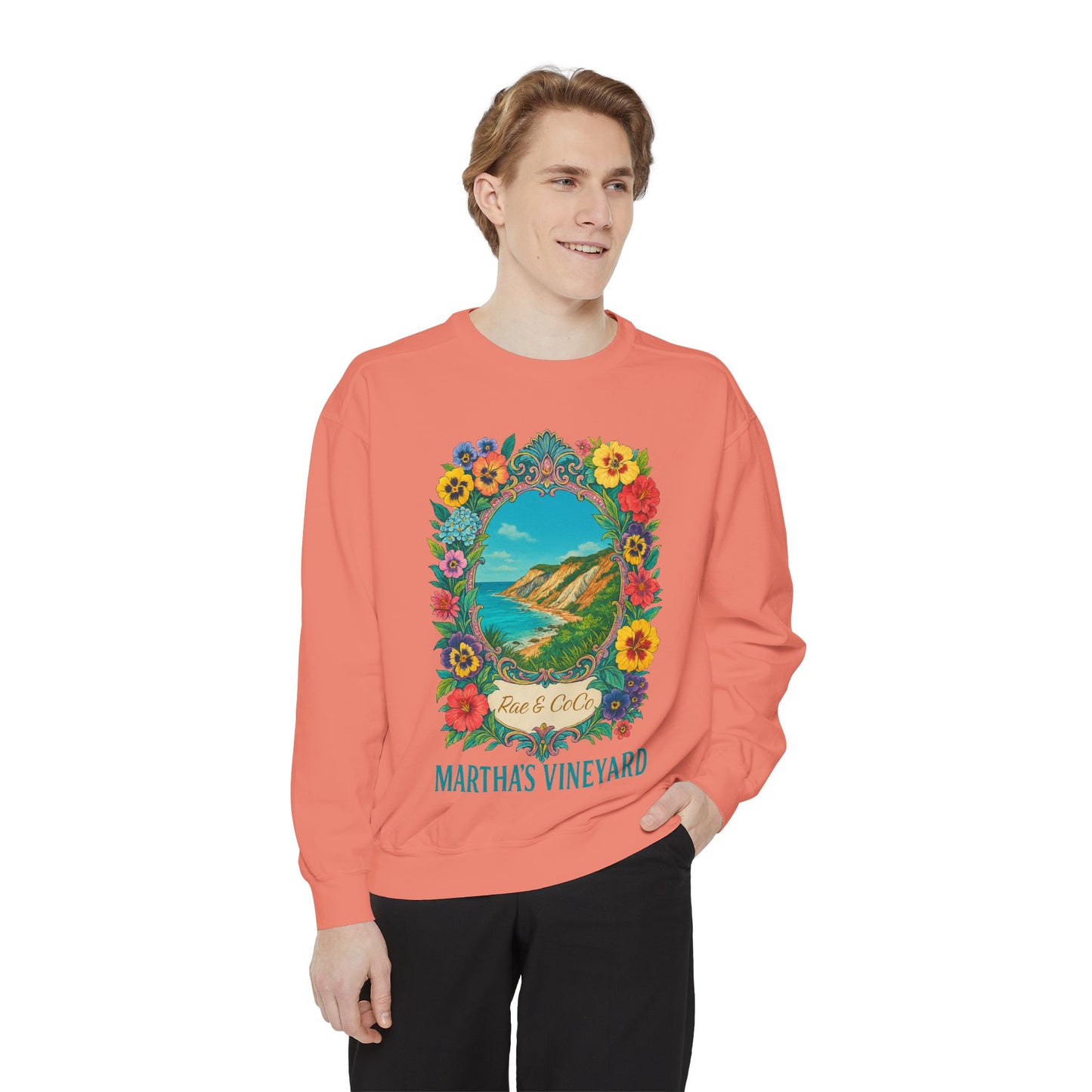 Aquinnah Cliffs Floral Crewneck – Martha’s Vineyard Classic | Unisex Heavy Blend Sweatshirt