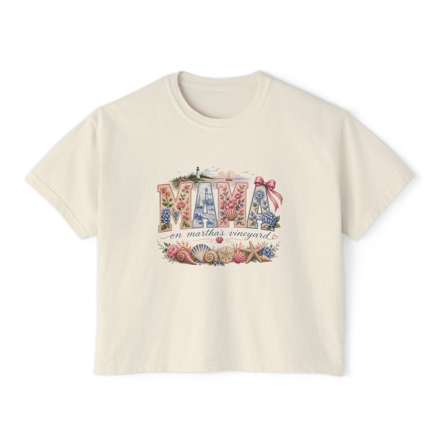 Mama Floral Boxy Tee — Vintage Botanical 'Mama' Graphic T-Shirt