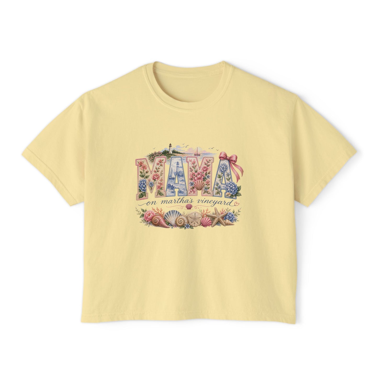 Mama Floral Boxy Tee — Vintage Botanical 'Mama' Graphic T-Shirt