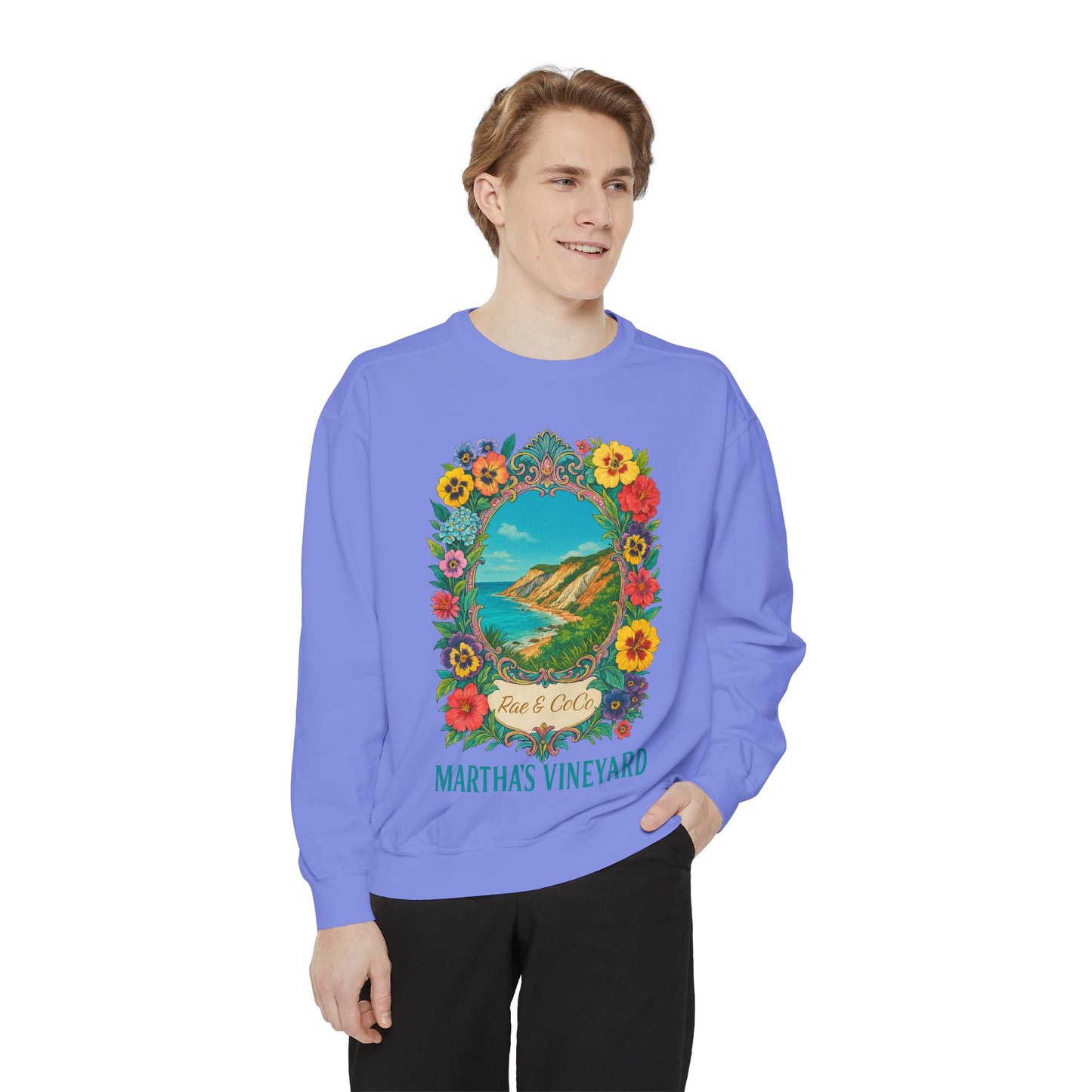 Aquinnah Cliffs Floral Crewneck – Martha’s Vineyard Classic | Unisex Heavy Blend Sweatshirt