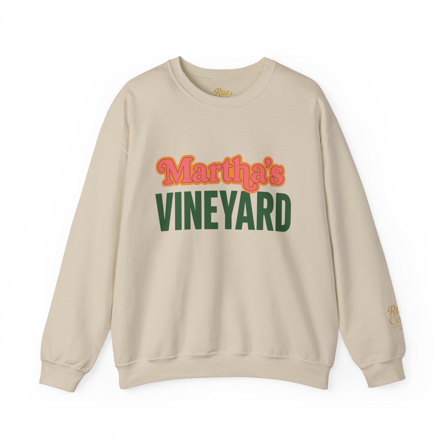 Retro Martha’s Vineyard Crewneck Sweatshirt – Unisex Heavy Blend | Orange & Green Classic Design