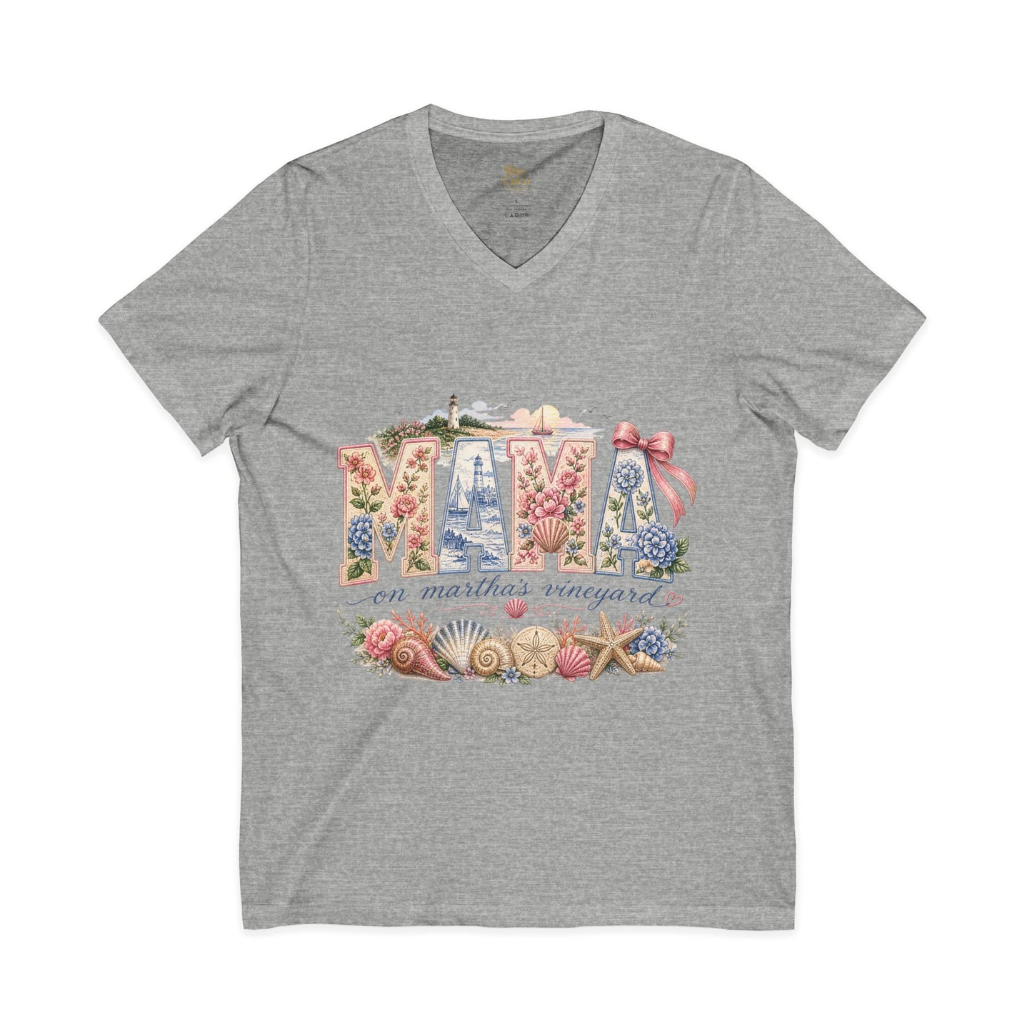 MAMA on Martha's Vineyard Floral V‑Neck Tee