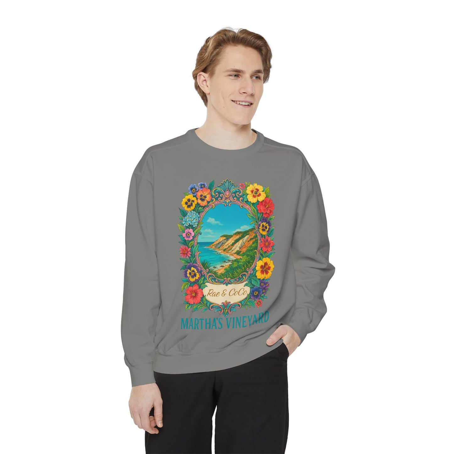 Aquinnah Cliffs Floral Crewneck – Martha’s Vineyard Classic | Unisex Heavy Blend Sweatshirt