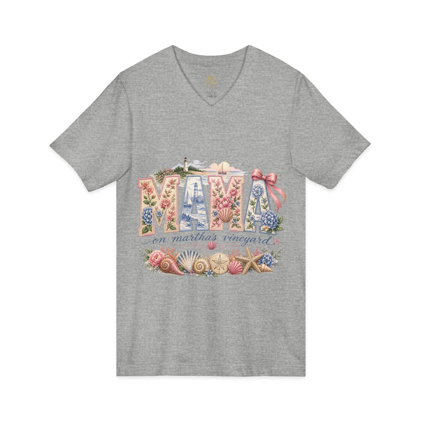 MAMA on Martha's Vineyard Floral V‑Neck Tee