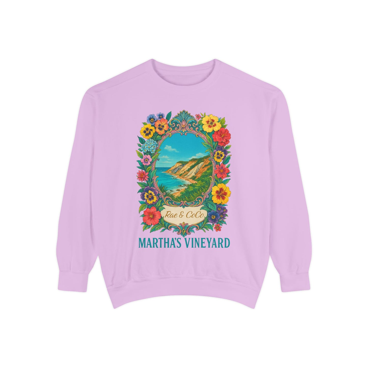 Aquinnah Cliffs Floral Crewneck – Martha’s Vineyard Classic | Unisex Heavy Blend Sweatshirt
