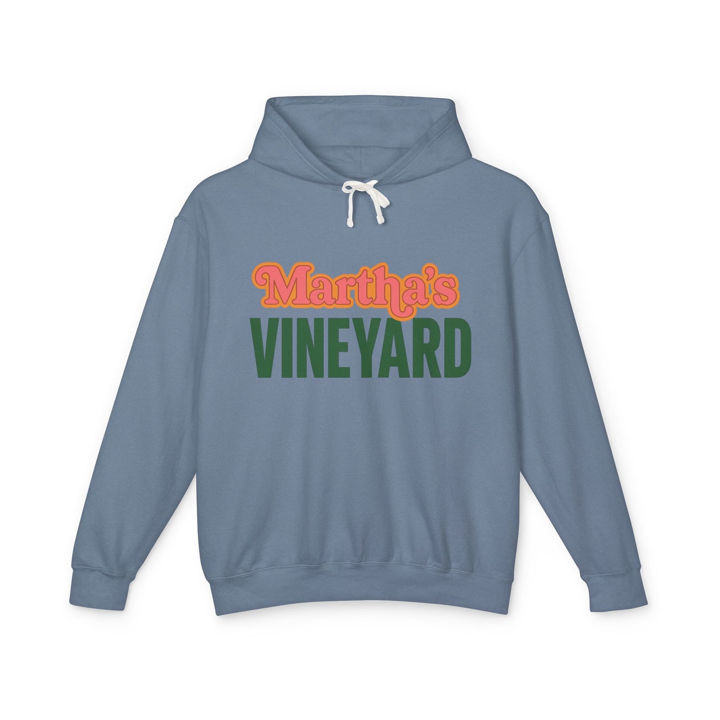 Retro “Martha’s Vineyard” Hoodie – Unisex Heavy Blend, Orange & Green Coastal Desig