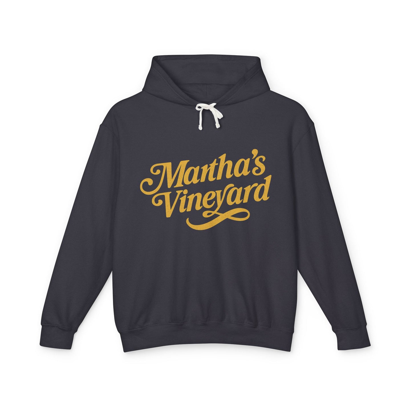 Martha’s Vineyard Hoodie – Unisex Heavy Blend with Cursive Yellow & Black Lettering