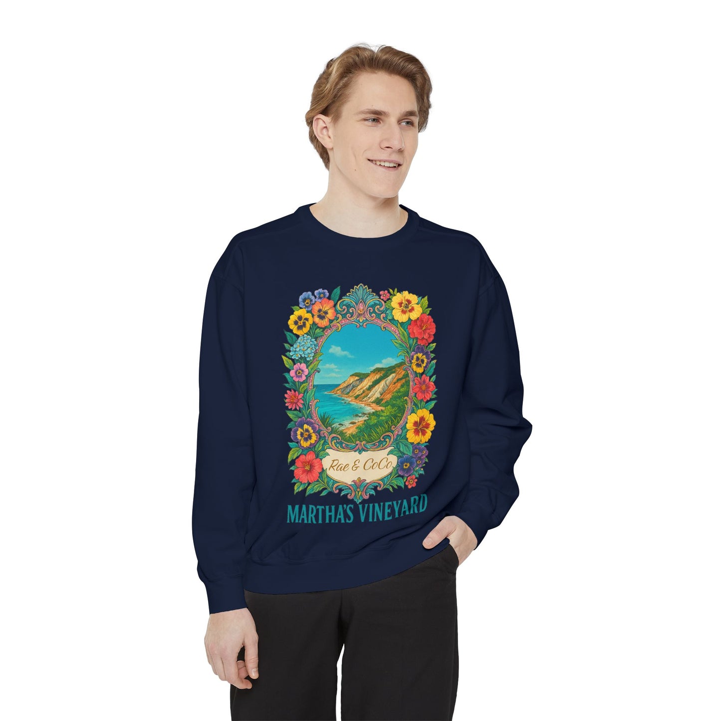Aquinnah Cliffs Floral Crewneck – Martha’s Vineyard Classic | Unisex Heavy Blend Sweatshirt