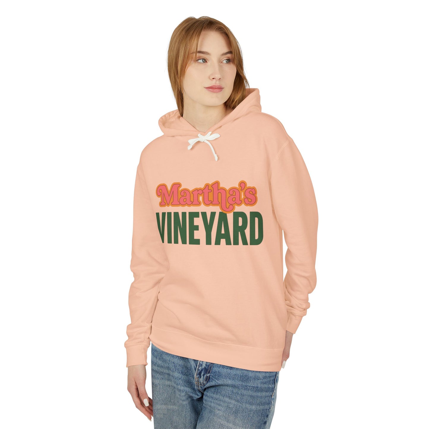 Retro “Martha’s Vineyard” Hoodie – Unisex Heavy Blend, Orange & Green Coastal Desig