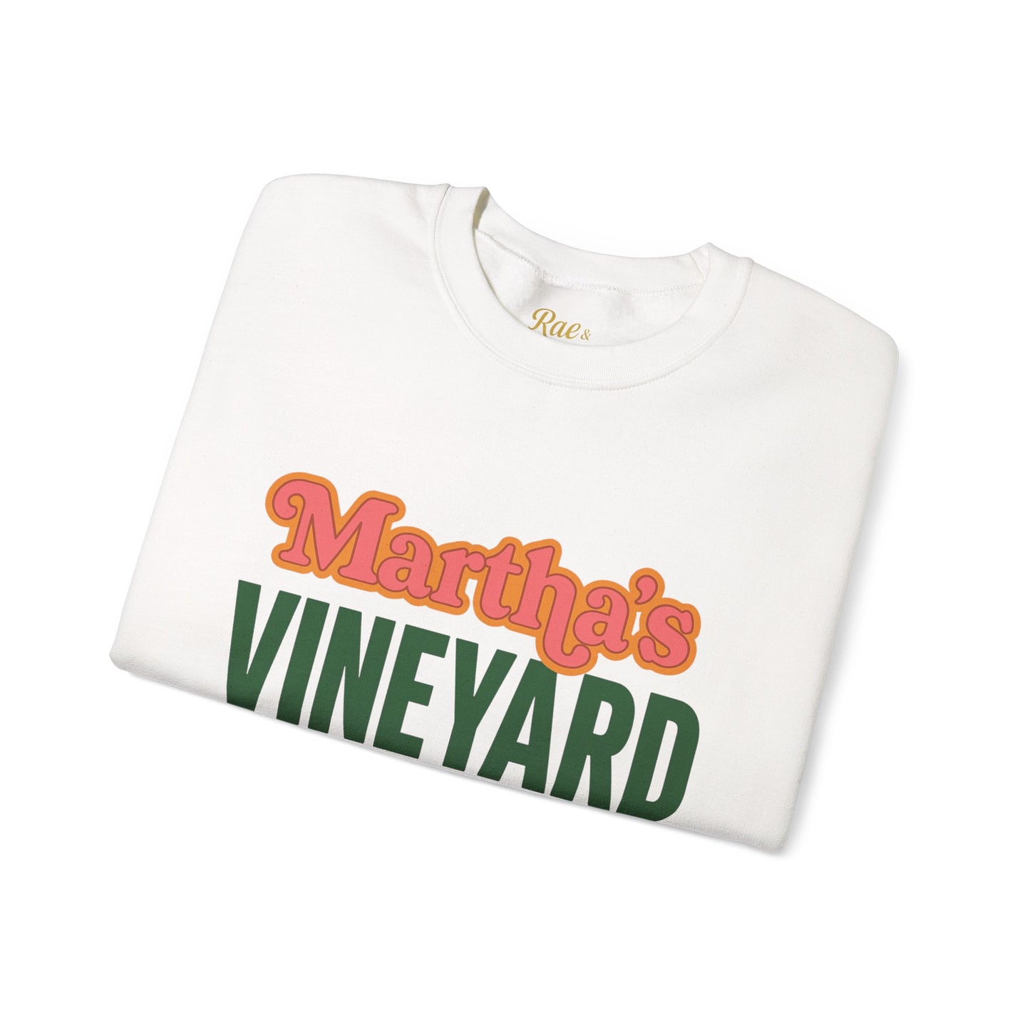 Retro Martha’s Vineyard Crewneck Sweatshirt – Unisex Heavy Blend | Orange & Green Classic Design