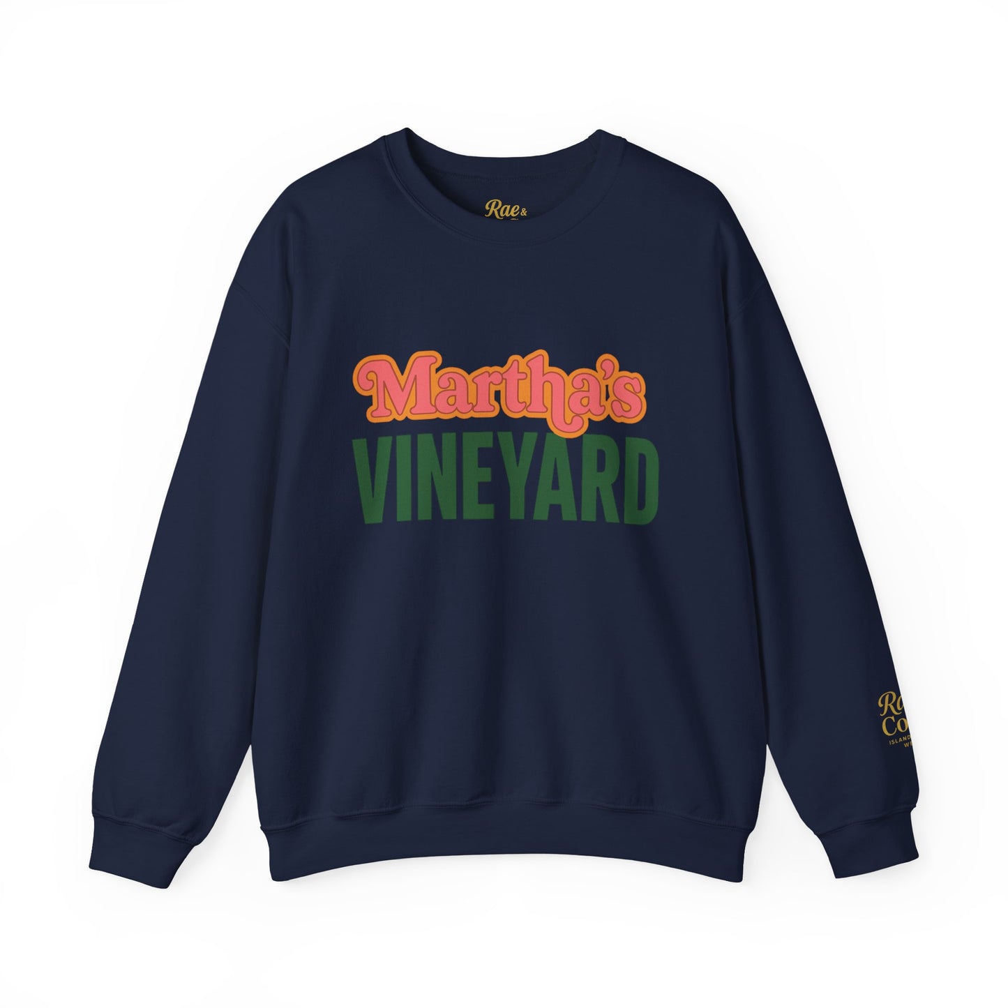 Retro Martha’s Vineyard Crewneck Sweatshirt – Unisex Heavy Blend | Orange & Green Classic Design