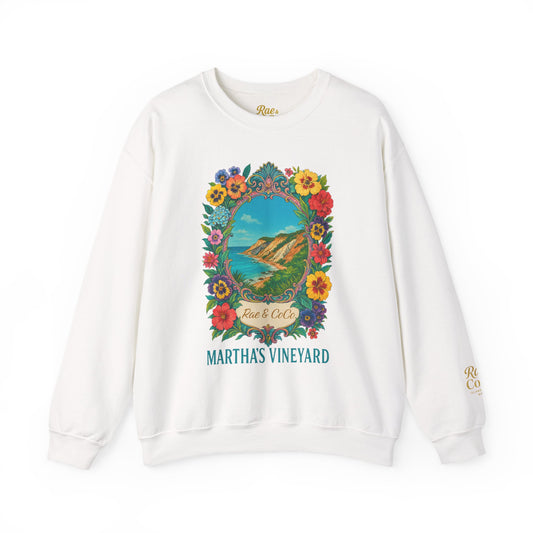 Aquinnah Cliffs Floral Crewneck – Martha’s Vineyard Classic | Unisex Heavy Blend Sweatshirt