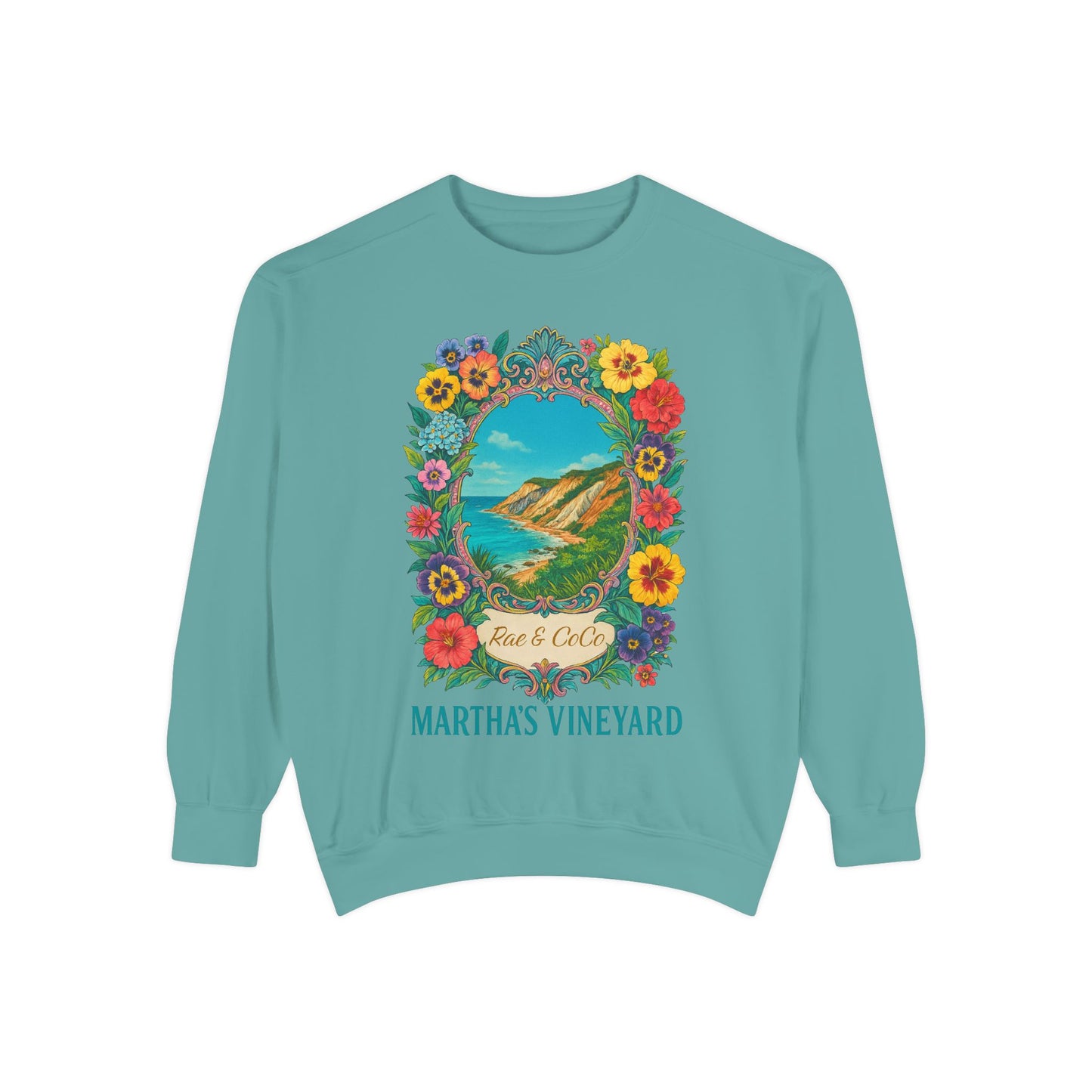 Aquinnah Cliffs Floral Crewneck – Martha’s Vineyard Classic | Unisex Heavy Blend Sweatshirt