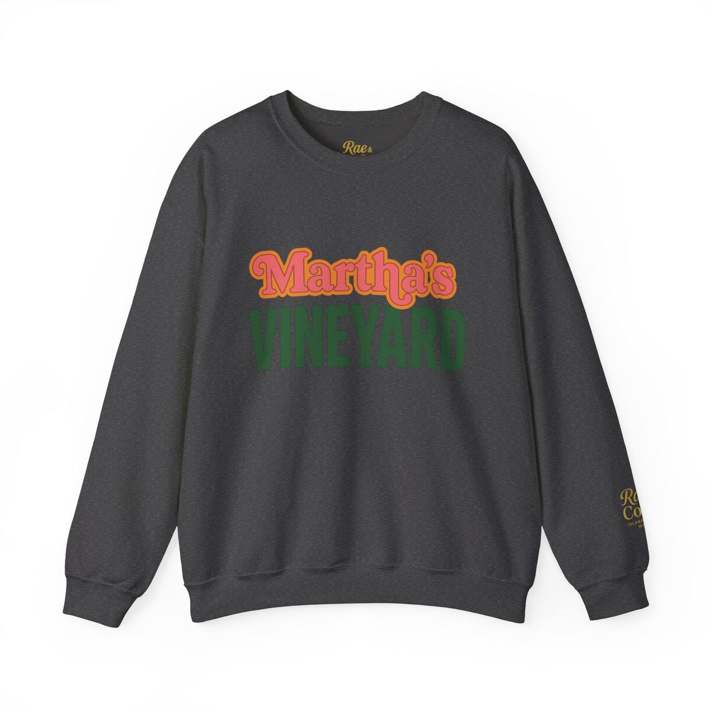 Retro Martha’s Vineyard Crewneck Sweatshirt – Unisex Heavy Blend | Orange & Green Classic Design