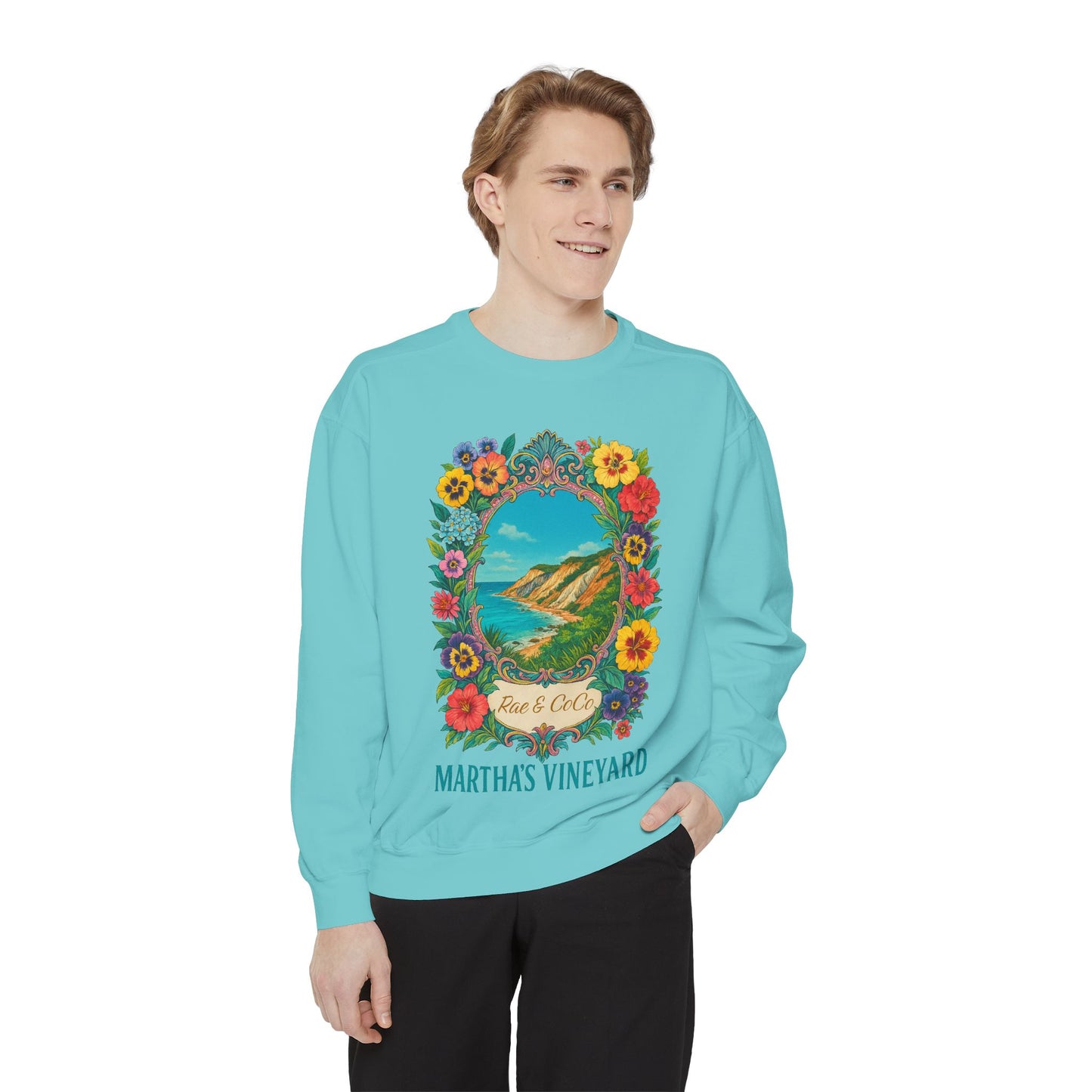 Aquinnah Cliffs Floral Crewneck – Martha’s Vineyard Classic | Unisex Heavy Blend Sweatshirt