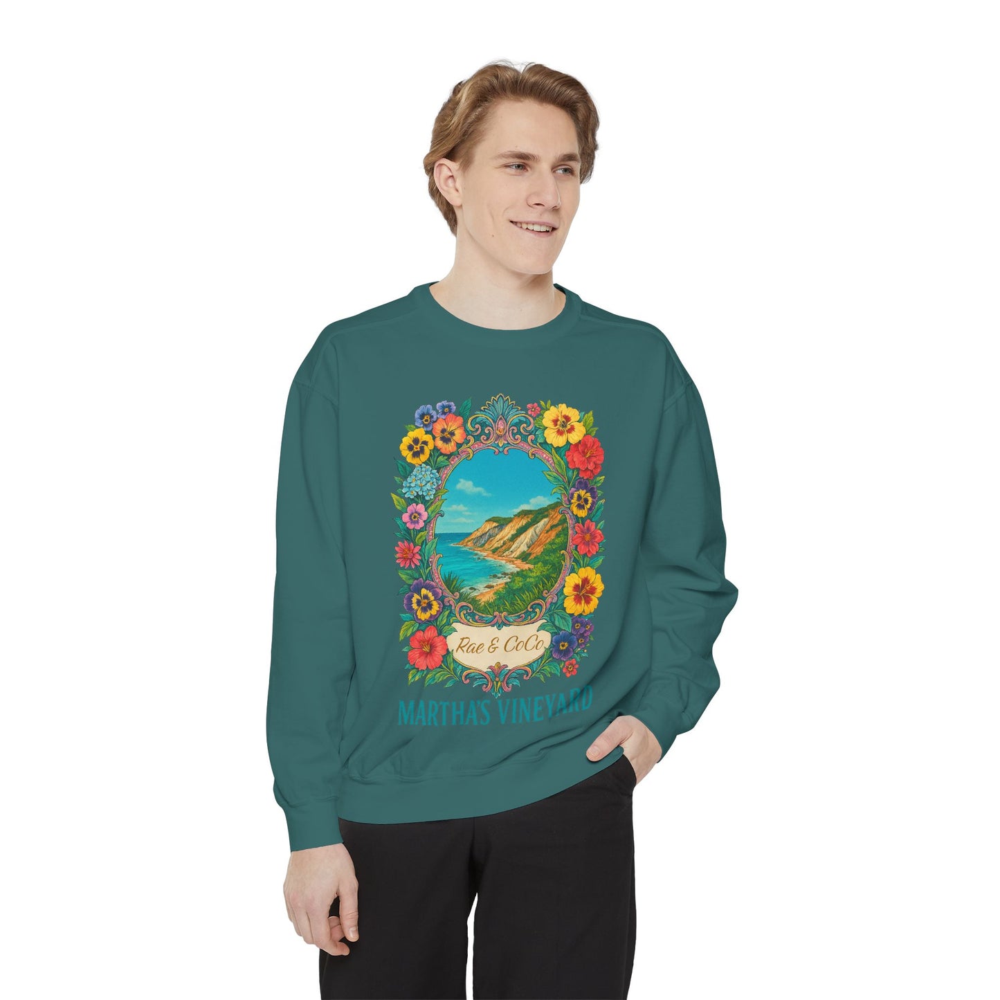 Aquinnah Cliffs Floral Crewneck – Martha’s Vineyard Classic | Unisex Heavy Blend Sweatshirt