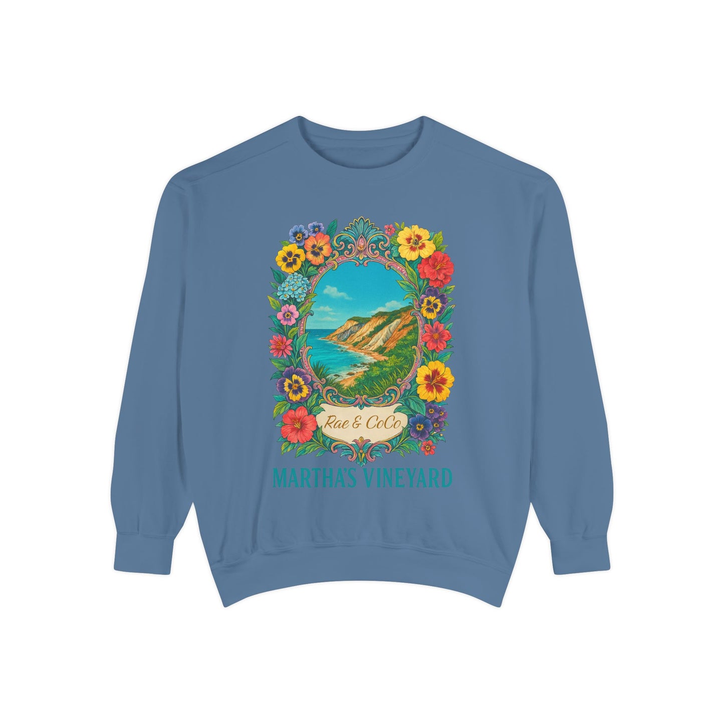 Aquinnah Cliffs Floral Crewneck – Martha’s Vineyard Classic | Unisex Heavy Blend Sweatshirt