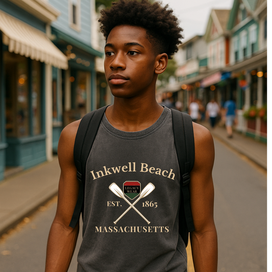Vintage-Inspired Unisex Stonewash Tank Top - Inkwell Beach Design