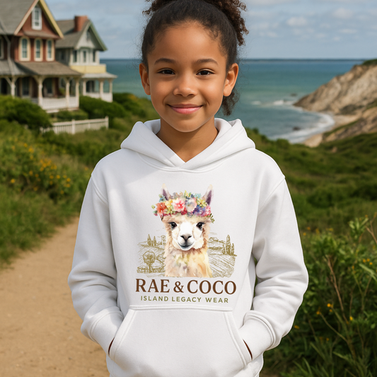 Floral Alpaca Youth Hoodie - Cozy Gift for Animal Lovers, Perfect for Birthdays, Holidays, Casual Wear, Family Outings