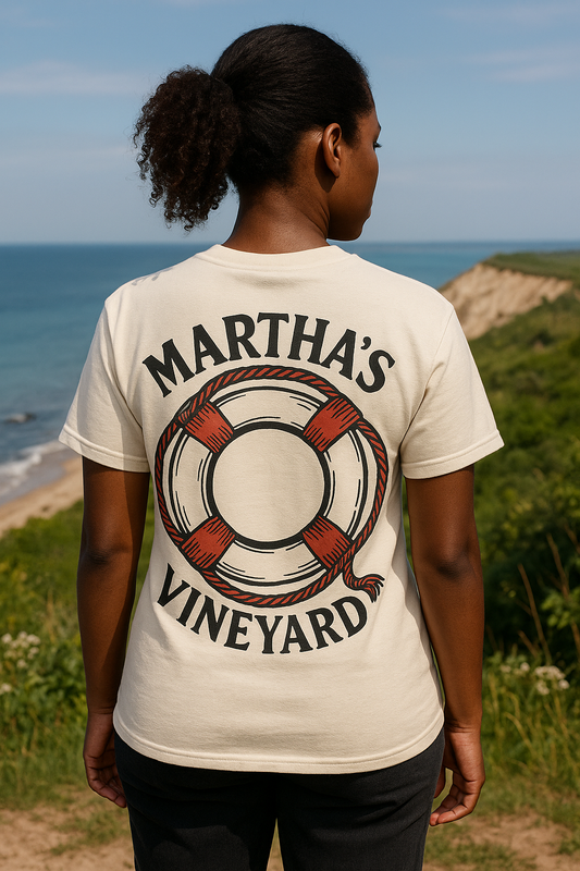 Martha’s Vineyard Lifebuoy Tee – Nautical Vintage Island Graphic Shirt