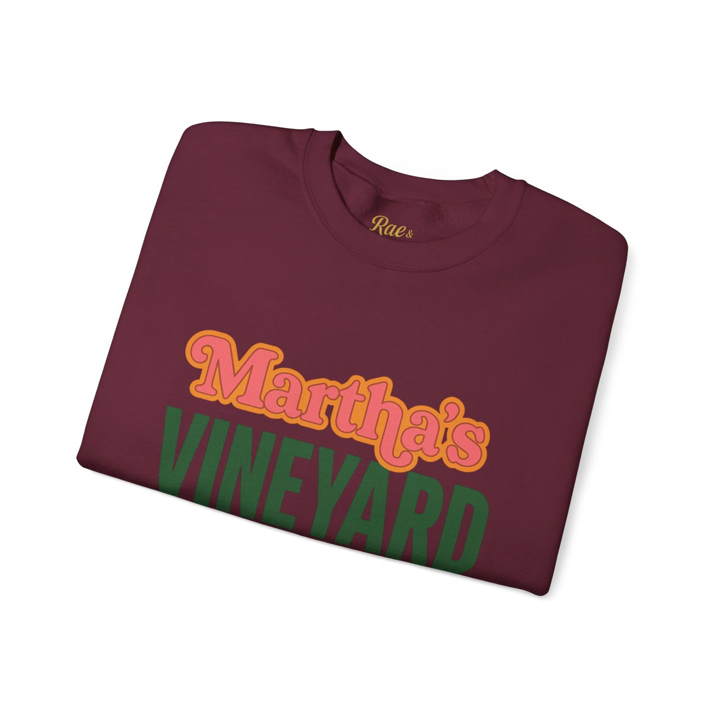 Retro Martha’s Vineyard Crewneck Sweatshirt – Unisex Heavy Blend | Orange & Green Classic Design