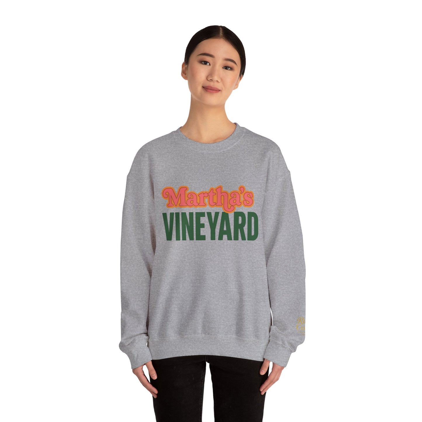 Retro Martha’s Vineyard Crewneck Sweatshirt – Unisex Heavy Blend | Orange & Green Classic Design