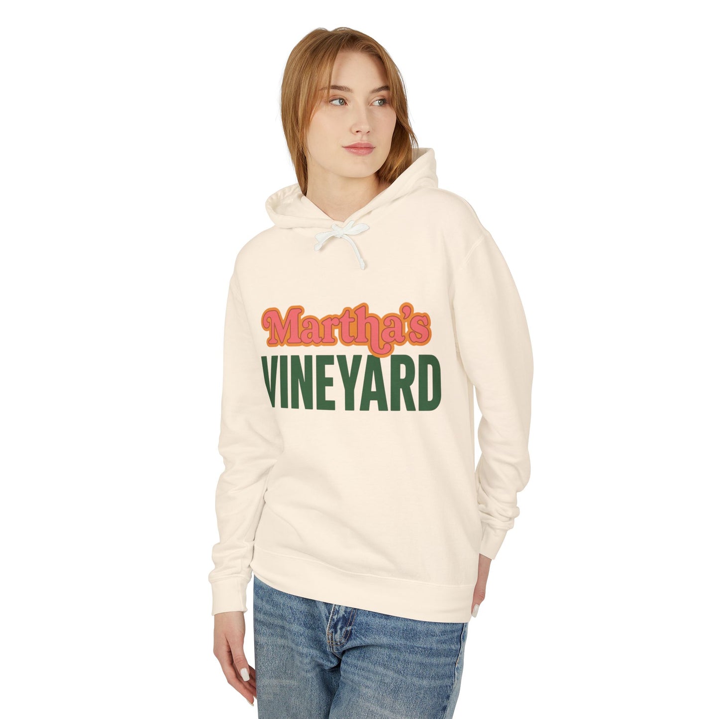 Retro “Martha’s Vineyard” Hoodie – Unisex Heavy Blend, Orange & Green Coastal Desig
