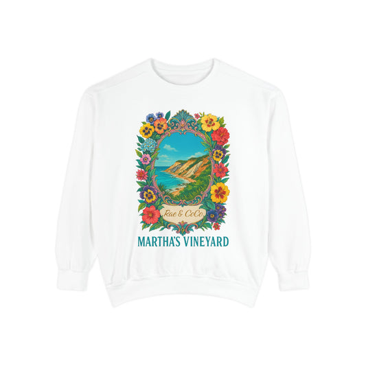 Aquinnah Cliffs Floral Crewneck – Martha’s Vineyard Classic | Unisex Heavy Blend Sweatshirt