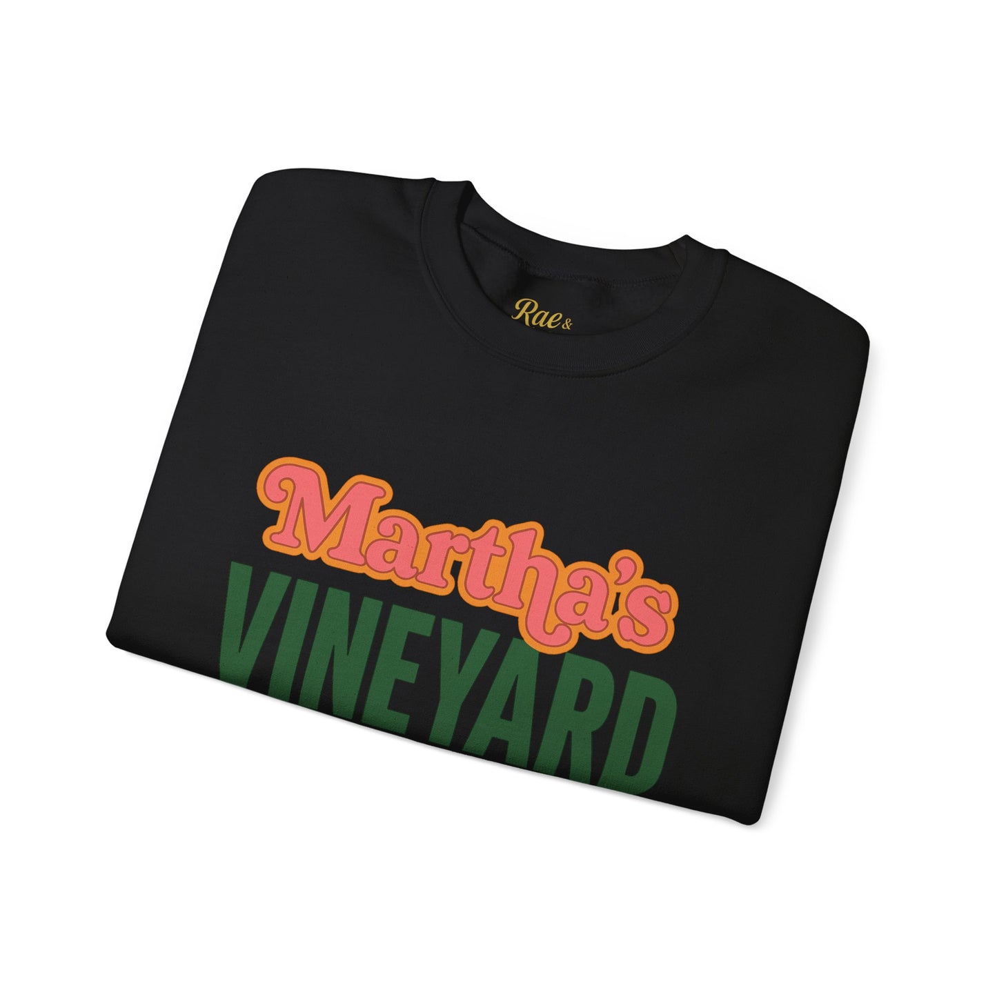 Retro Martha’s Vineyard Crewneck Sweatshirt – Unisex Heavy Blend | Orange & Green Classic Design