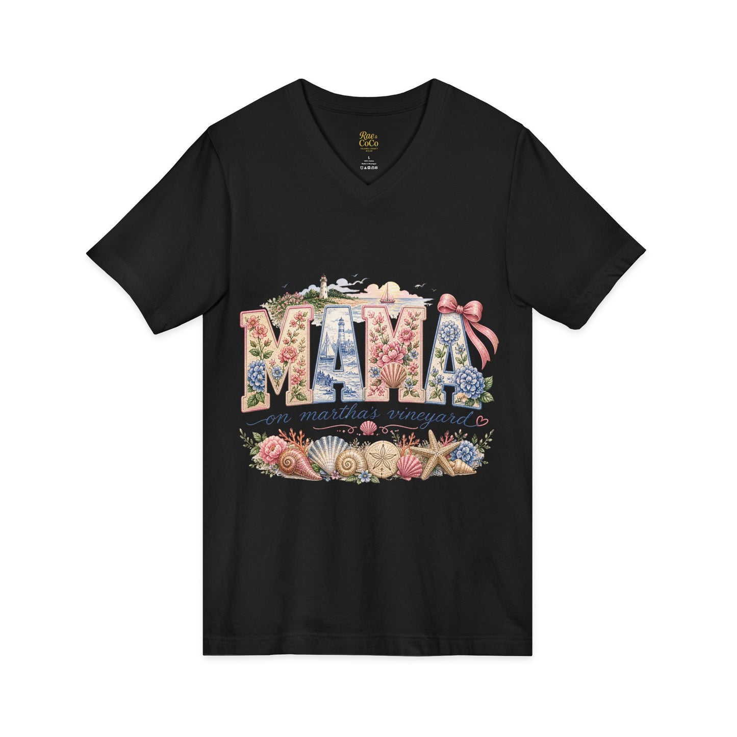 MAMA on Martha's Vineyard Floral V‑Neck Tee