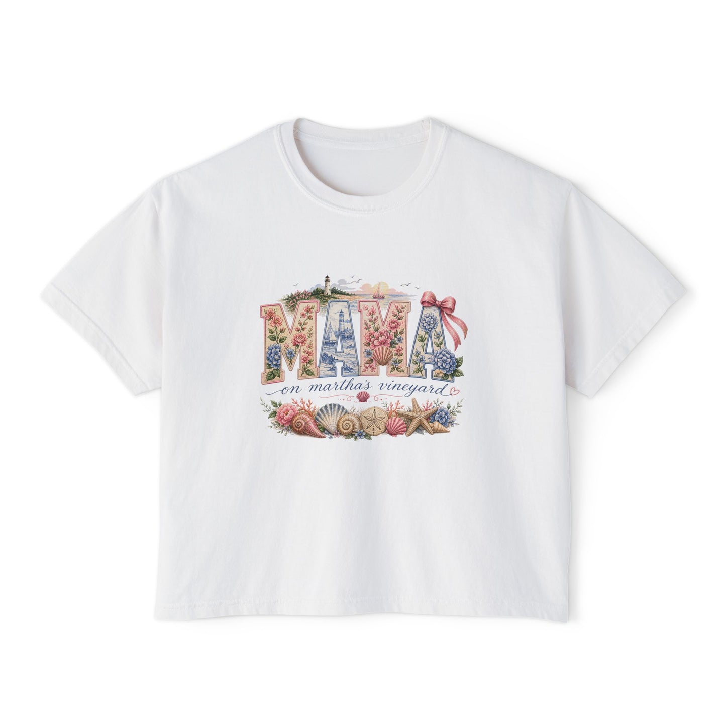 Mama Floral Boxy Tee — Vintage Botanical 'Mama' Graphic T-Shirt