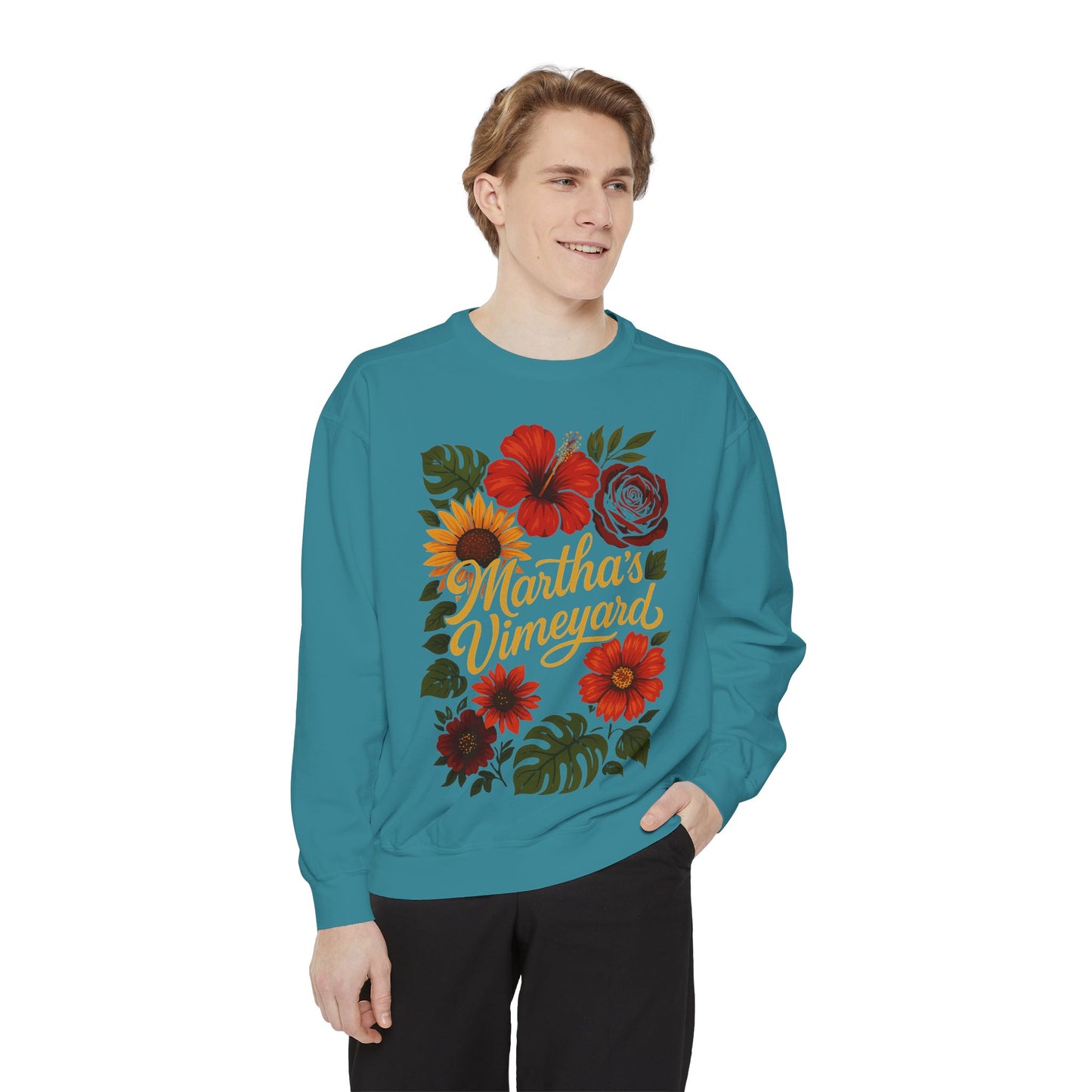 Ocean Park Floral Crewneck Sweatshirt – Martha’s Vineyard Classic | Unisex Heavy Blend