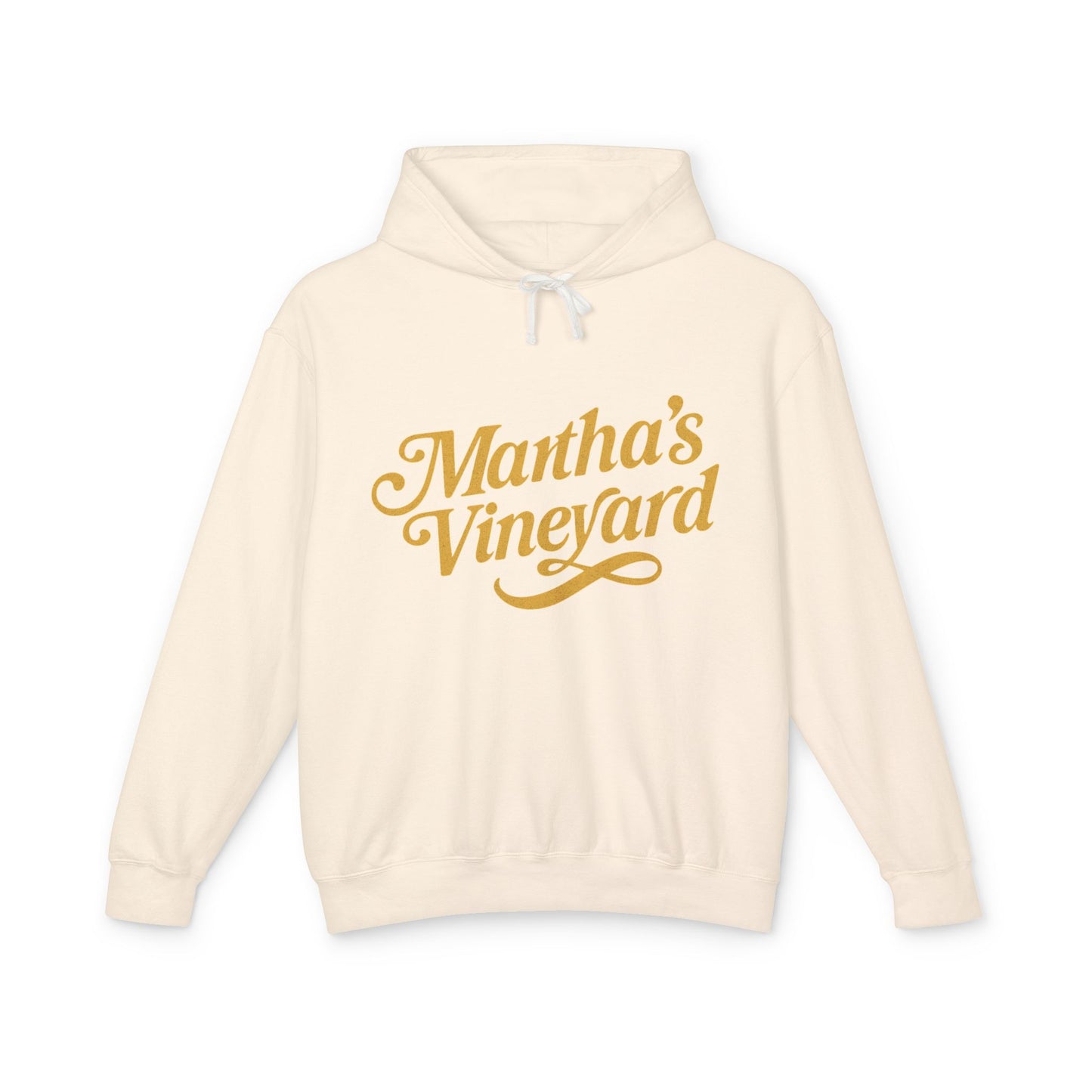 Martha’s Vineyard Hoodie – Unisex Heavy Blend with Cursive Yellow & Black Lettering