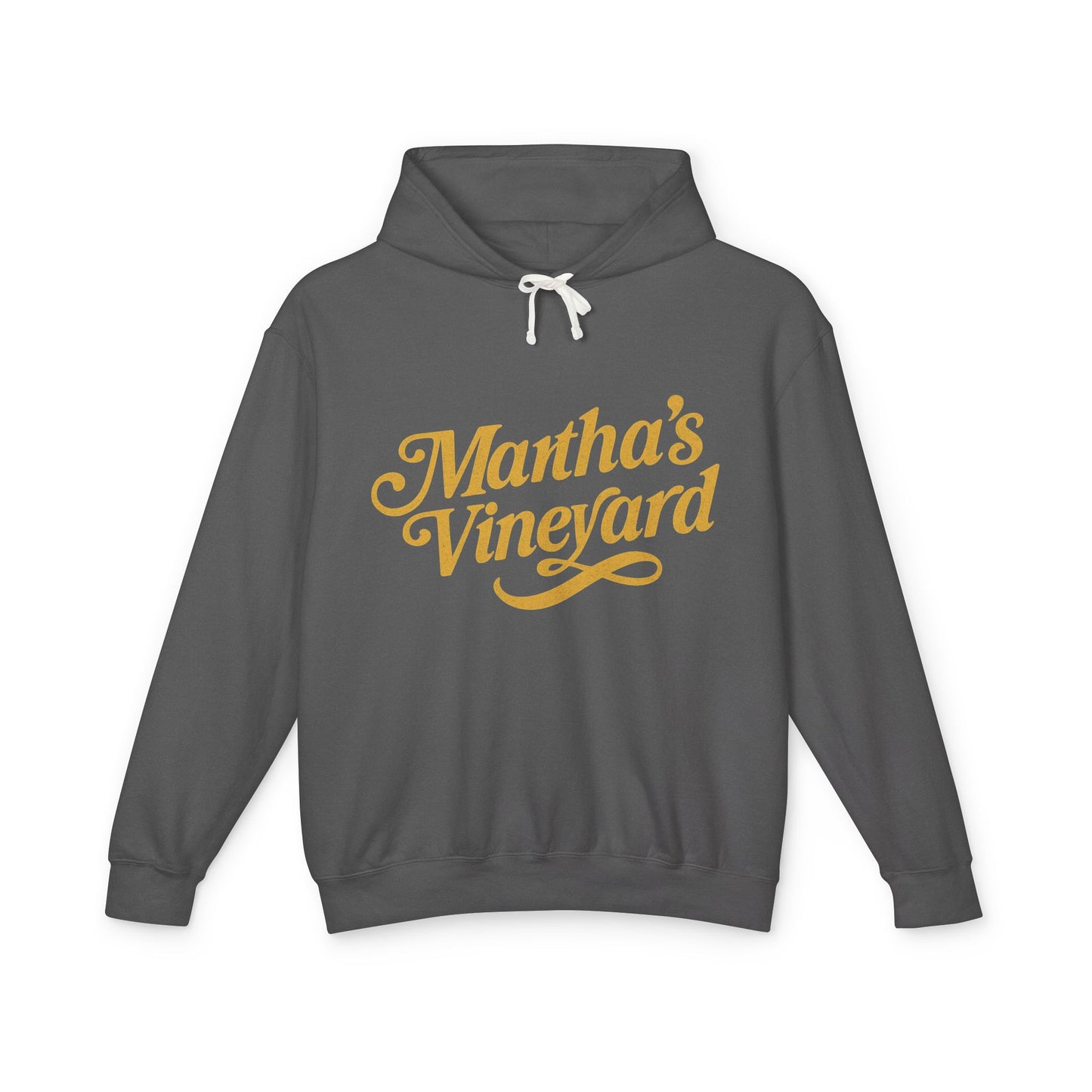 Martha’s Vineyard Hoodie – Unisex Heavy Blend with Cursive Yellow & Black Lettering