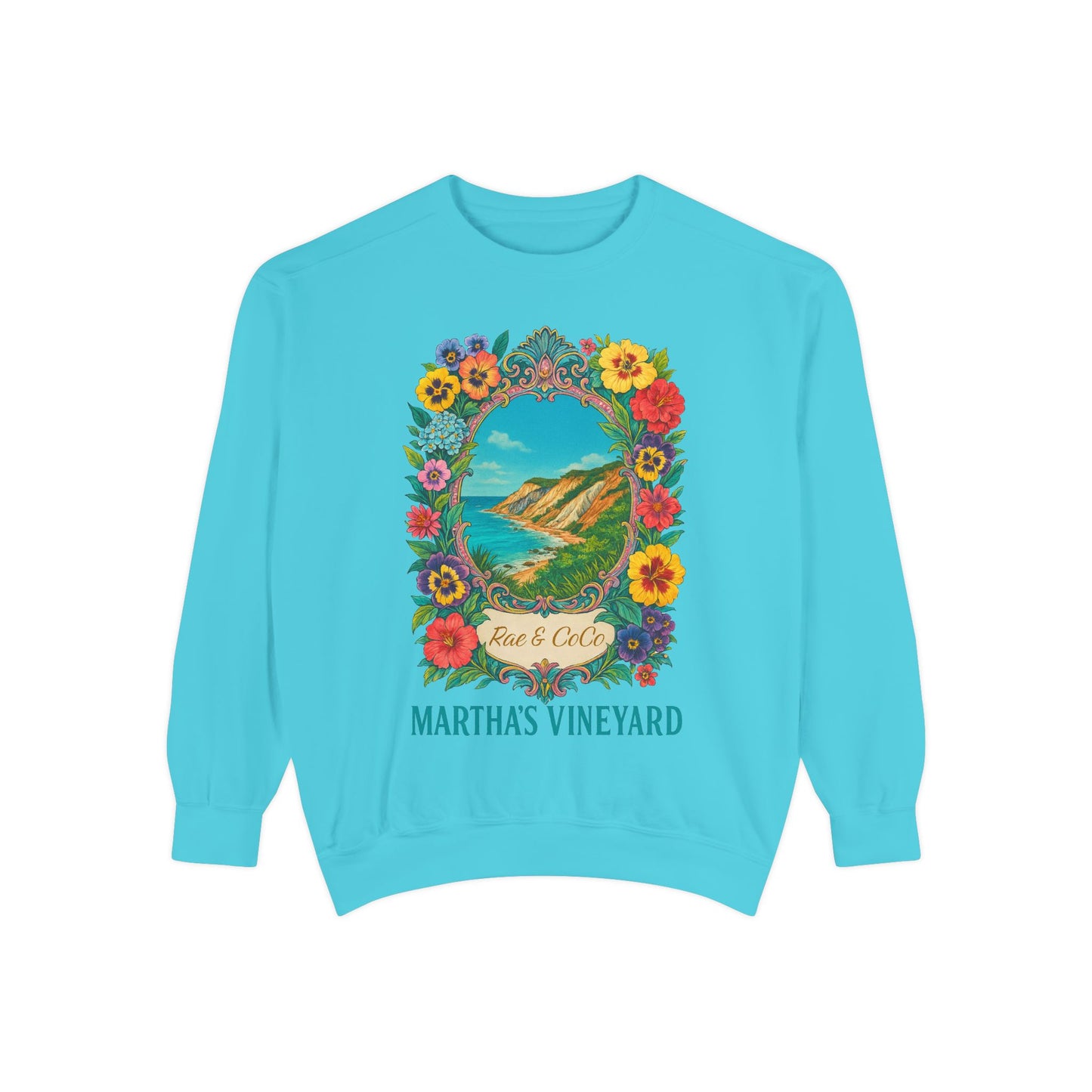 Aquinnah Cliffs Floral Crewneck – Martha’s Vineyard Classic | Unisex Heavy Blend Sweatshirt