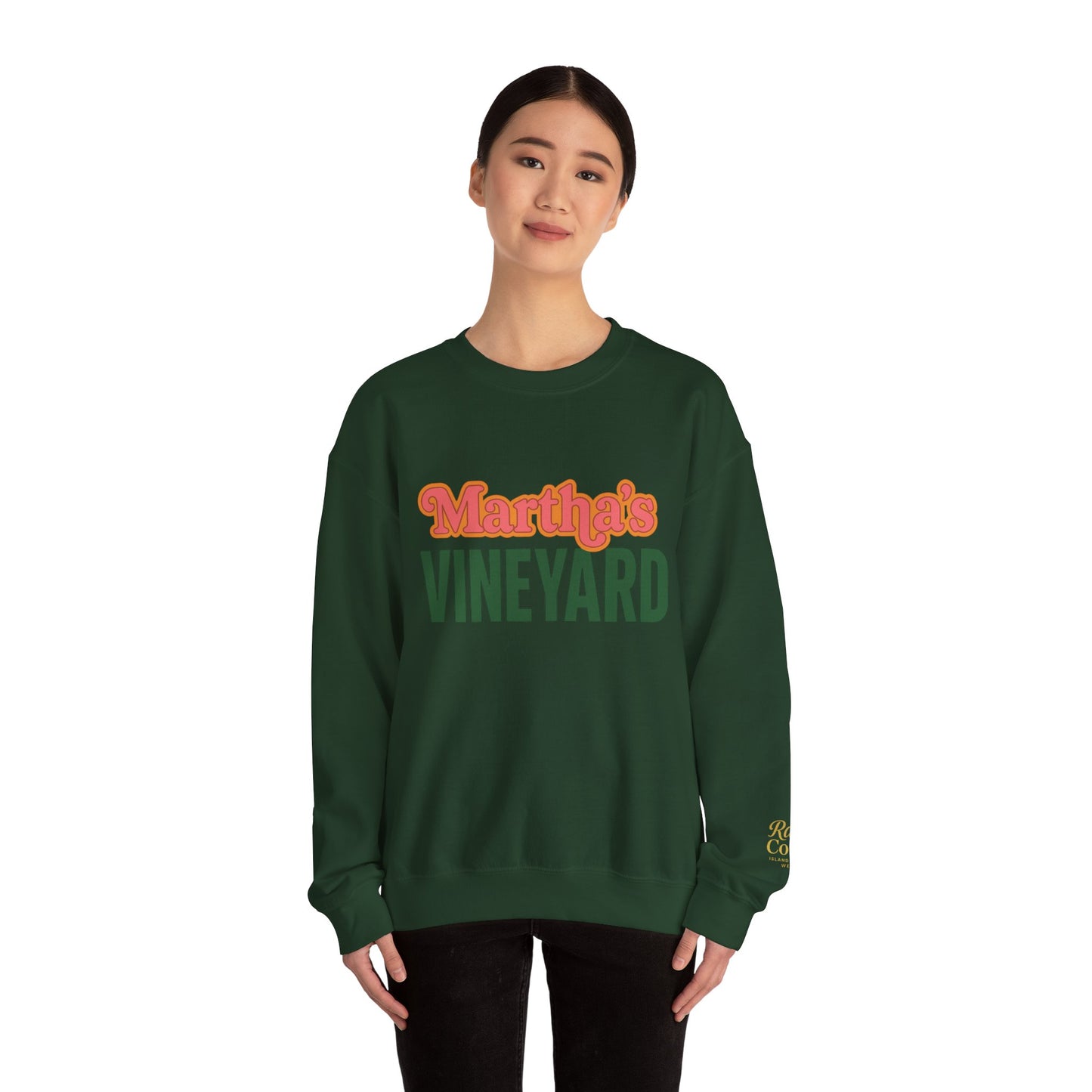 Retro Martha’s Vineyard Crewneck Sweatshirt – Unisex Heavy Blend | Orange & Green Classic Design