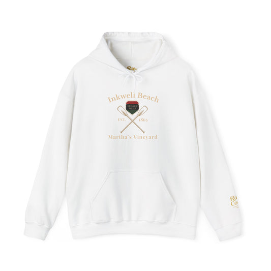 Cozy Beach Hoodie: InkWell Vineyard Design, Unisex Pullover Sweatshirt, Gift for Beach Lovers, Casual Wear, Vacation Essential