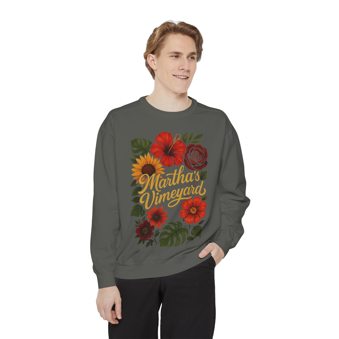 Ocean Park Floral Crewneck Sweatshirt – Martha’s Vineyard Classic | Unisex Heavy Blend