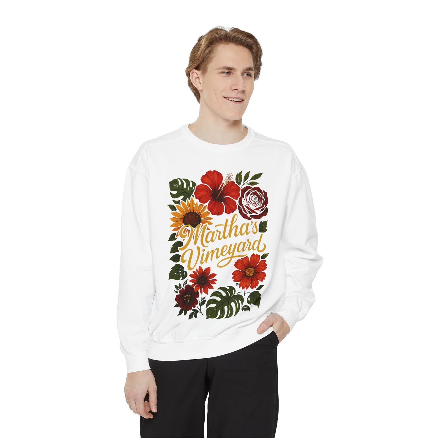 Ocean Park Floral Crewneck Sweatshirt – Martha’s Vineyard Classic | Unisex Heavy Blend