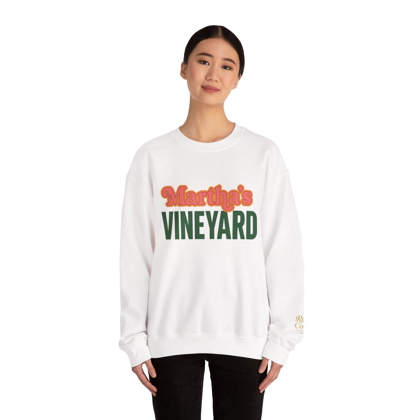 Retro Martha’s Vineyard Crewneck Sweatshirt – Unisex Heavy Blend | Orange & Green Classic Design