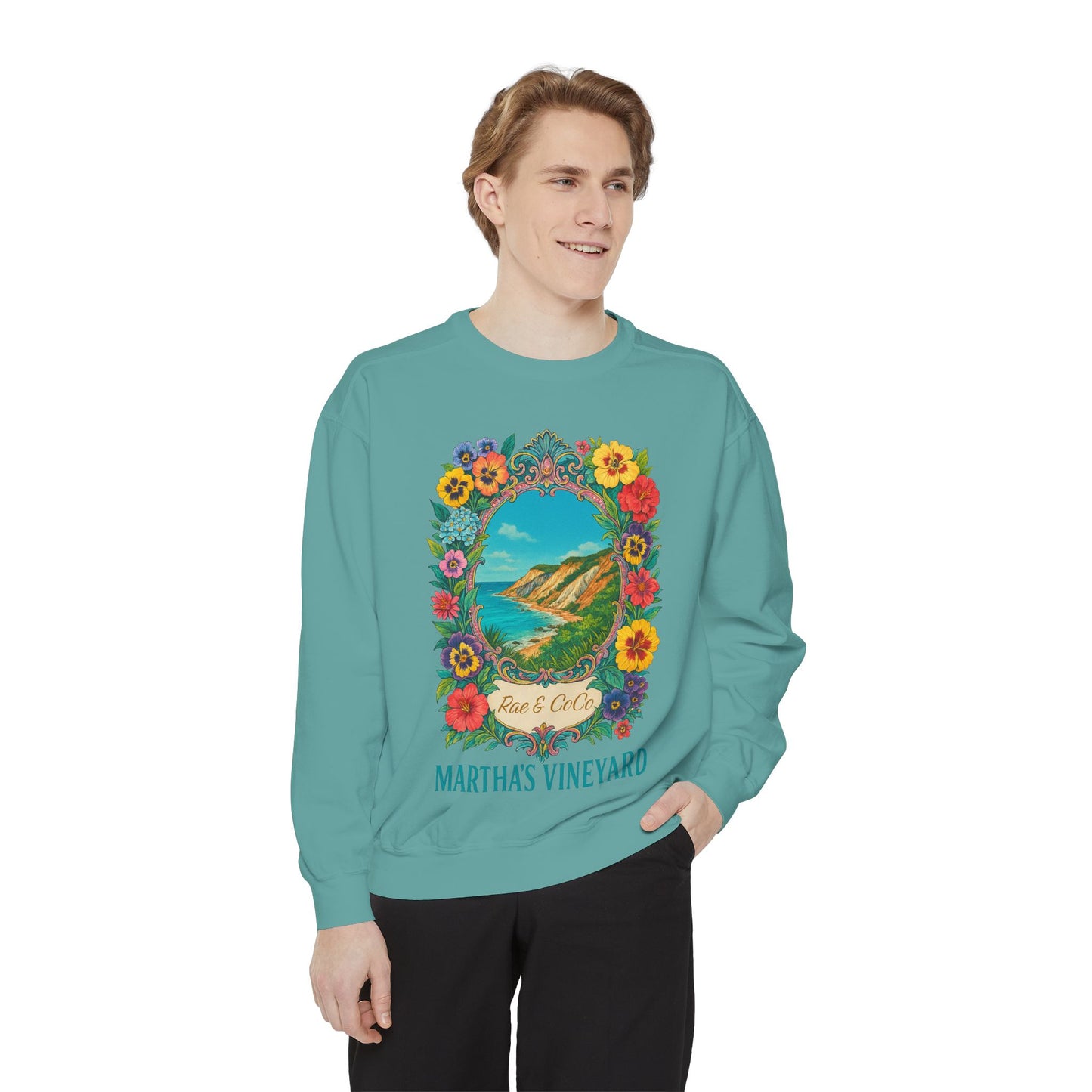 Aquinnah Cliffs Floral Crewneck – Martha’s Vineyard Classic | Unisex Heavy Blend Sweatshirt