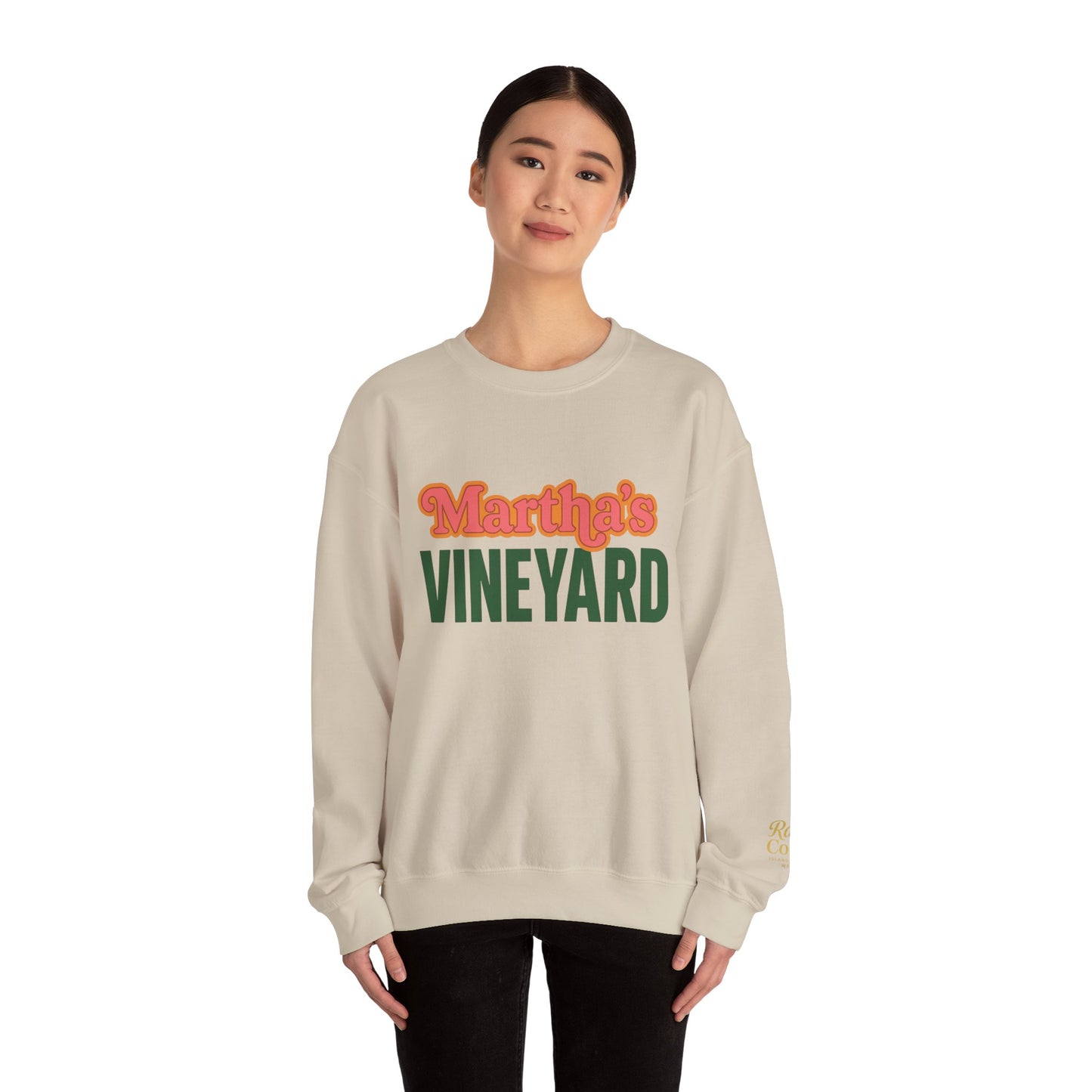 Retro Martha’s Vineyard Crewneck Sweatshirt – Unisex Heavy Blend | Orange & Green Classic Design