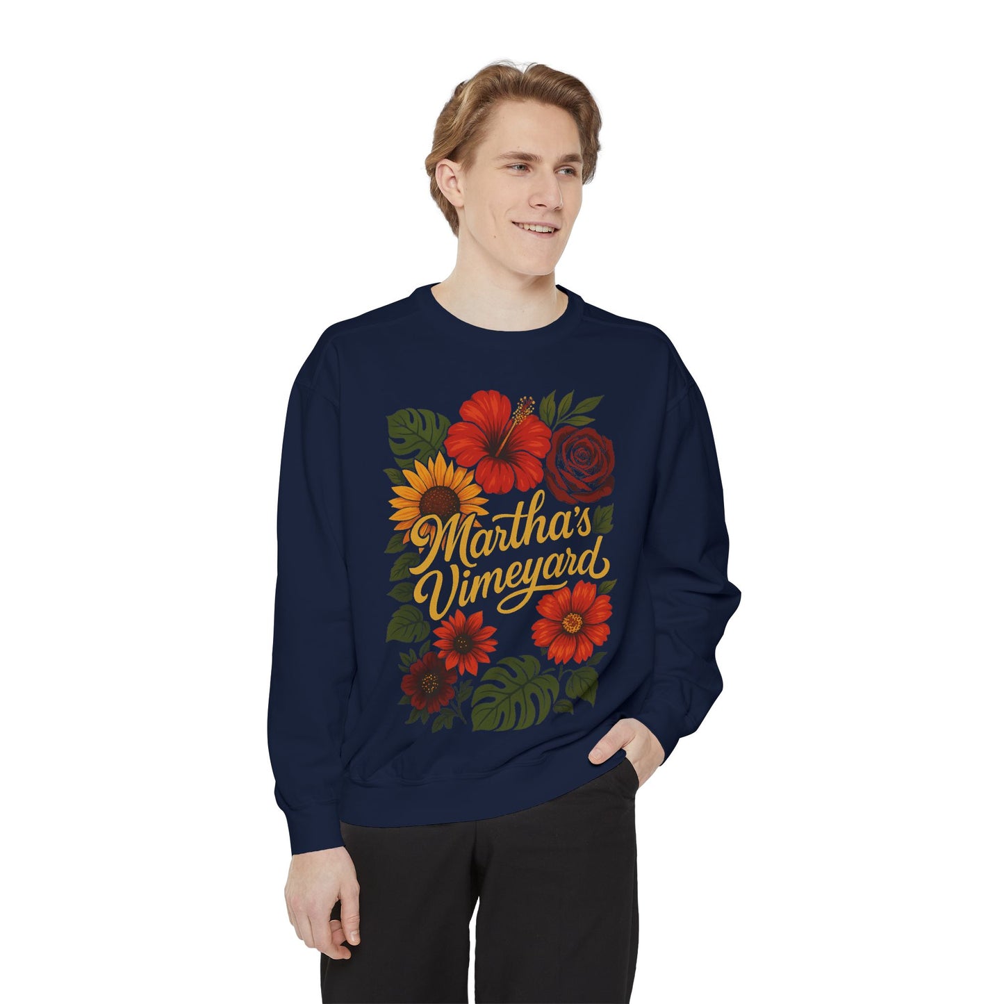 Ocean Park Floral Crewneck Sweatshirt – Martha’s Vineyard Classic | Unisex Heavy Blend