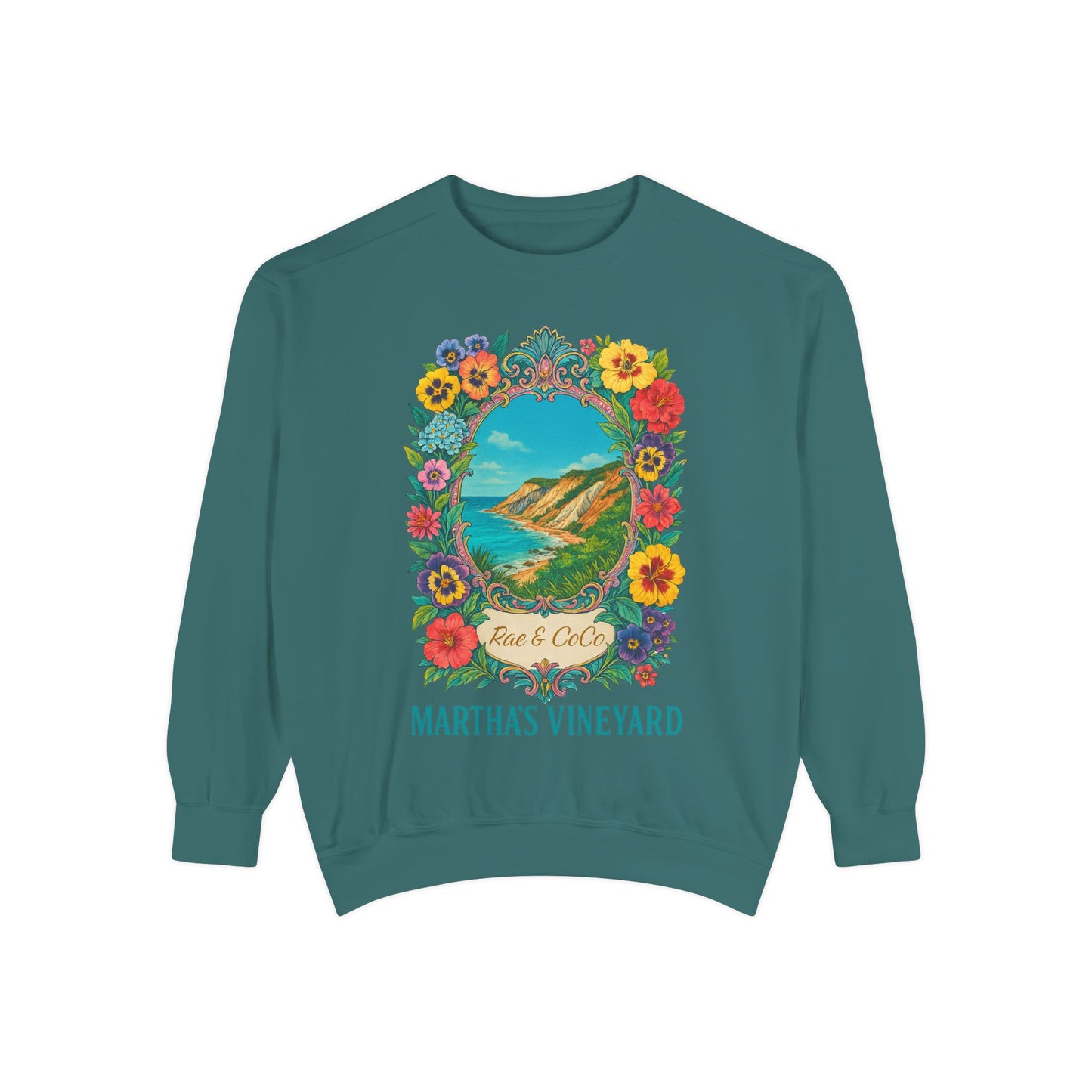 Aquinnah Cliffs Floral Crewneck – Martha’s Vineyard Classic | Unisex Heavy Blend Sweatshirt
