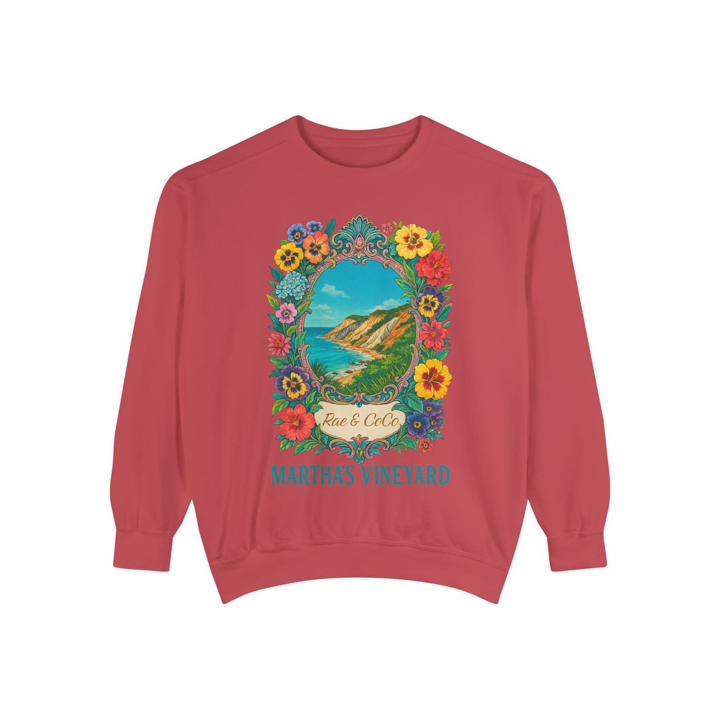 Aquinnah Cliffs Floral Crewneck – Martha’s Vineyard Classic | Unisex Heavy Blend Sweatshirt