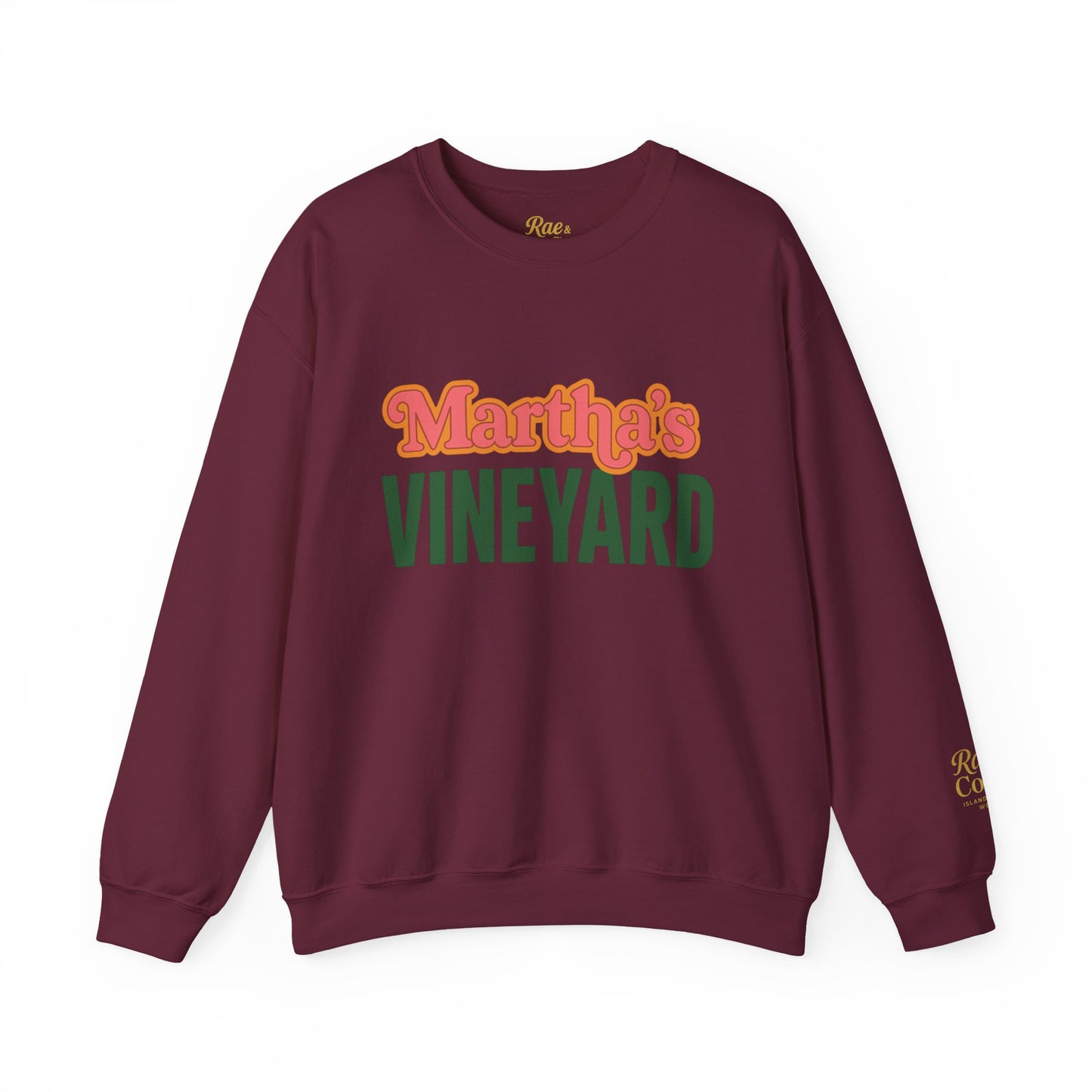 Retro Martha’s Vineyard Crewneck Sweatshirt – Unisex Heavy Blend | Orange & Green Classic Design