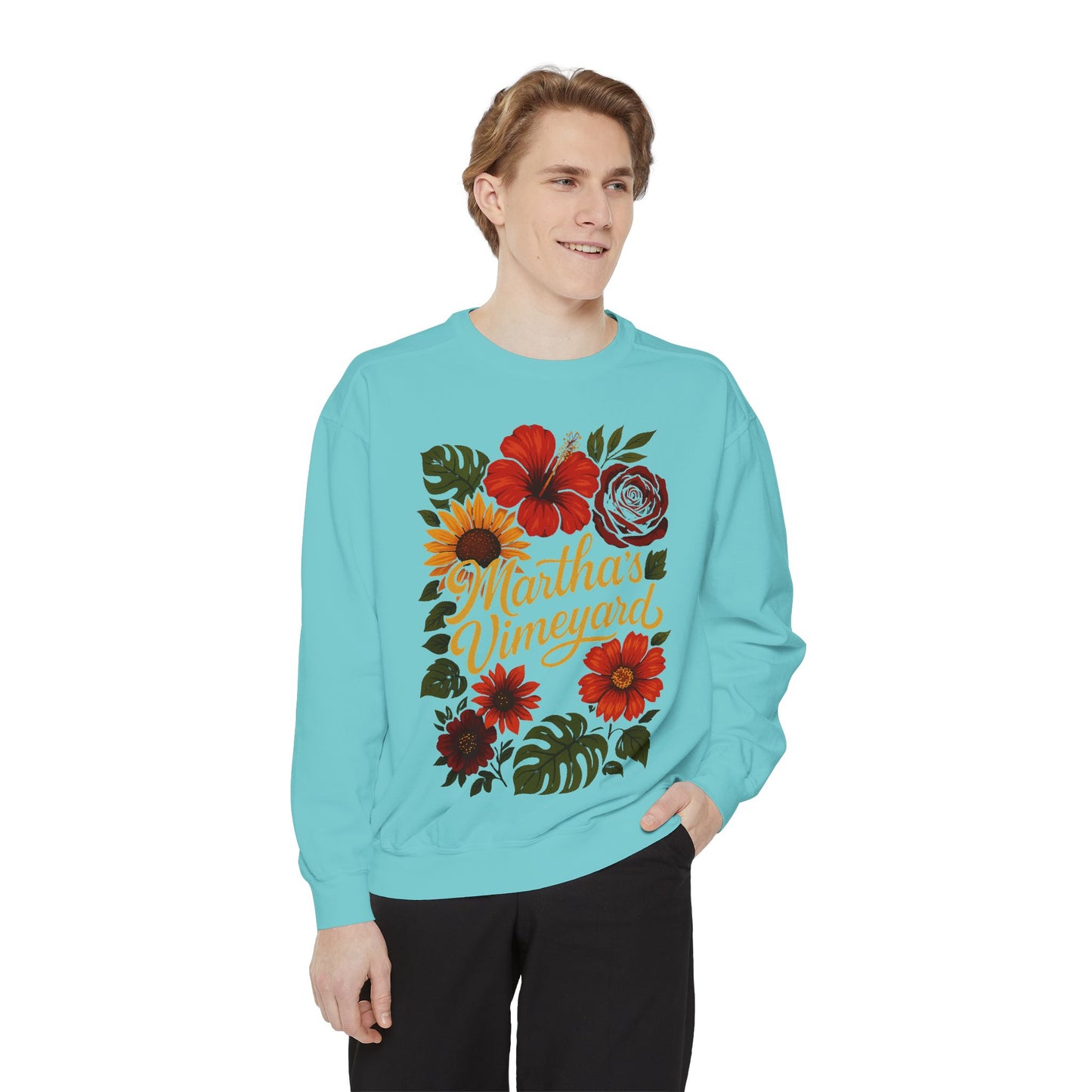Ocean Park Floral Crewneck Sweatshirt – Martha’s Vineyard Classic | Unisex Heavy Blend